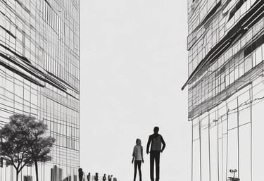 Team of consultants collaborating in a modern office setting.