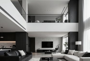 Warm residential living room with modern furnishings and natural light.