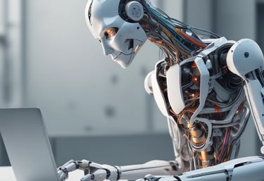 A sleek laptop displaying a vibrant modern website with neon accents on a dark background.