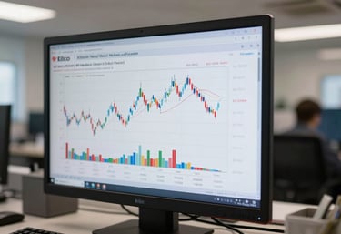 A digital screen in a professional North American industrial office displaying the Kitco precious metal market graphs for platinum and palladium.