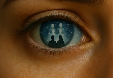 a person with a blue eye and a star in the sky