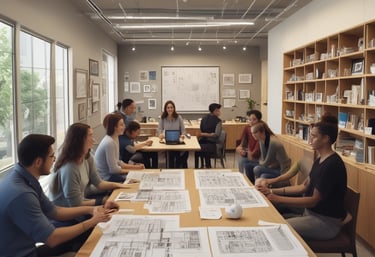 A friendly team of construction workers discussing plans at a building site in Cardales.