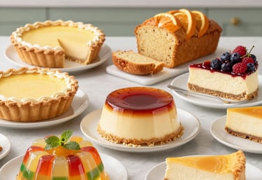 A cozy kitchen scene showing fresh ingredients and a baker preparing artisanal desserts.