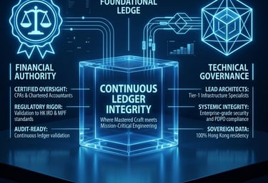 Infographic of a digital cube representing continuous ledger integrity.