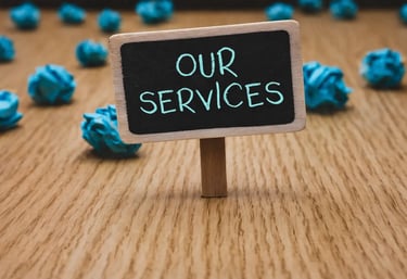 small sign showing our services