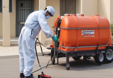 a man in a white suit and a red and white truck