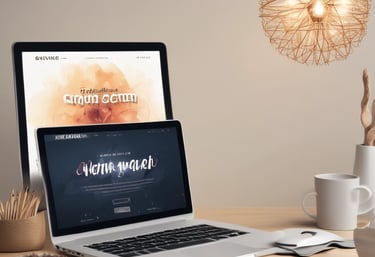 A vibrant workspace with designers collaborating over colorful website mockups.