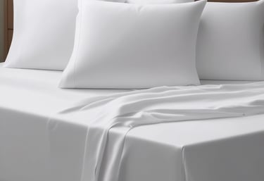 Hotel room showcasing elegant bedding outfitted with qatan textiles.