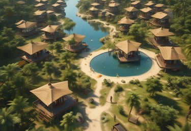 A contemporary residential neighborhood with clean lines and open spaces in Sumbawa.