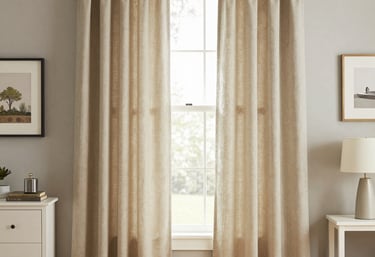 A skilled handyman carefully installing elegant blinds in a cozy living room.