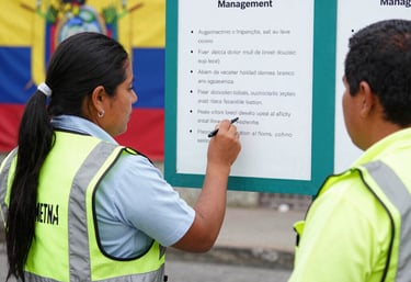 Consultant advising a business team in a bright conference room.