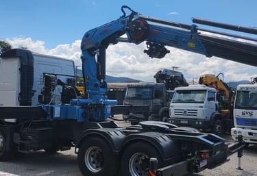 Volvo FH 400 com munck azul