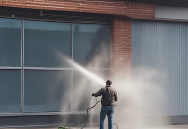 Before and after shots of a commercial sign cleaned and free of vegetation.