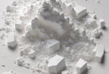 Factory machinery grinding bright white calcium carbonate powder in Syria.