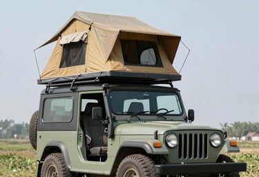 Close-up of a sleek 3D printed Tentbox roof tent accessory in natural outdoor light.