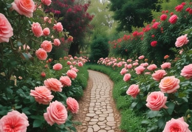 A sleek, modern garden at dusk featuring clean stone pathways, softly glowing outdoor lighting, and a tranquil water feature surrounded by natural timber accents.