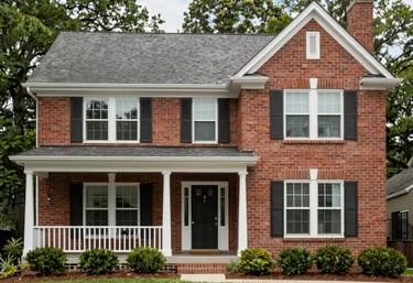 A charming Atlanta neighborhood street lined with well-kept homes under a bright blue sky.