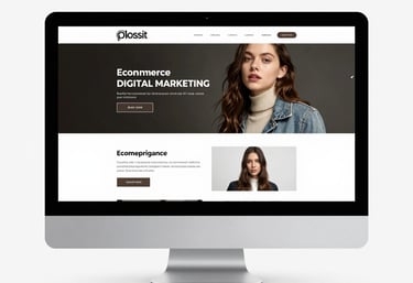 An online shopping cart icon with digital sales analytics in the background.