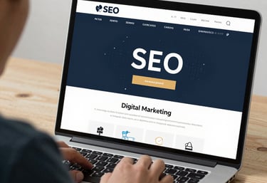 A sleek digital graph showing upward SEO growth on a modern screen.