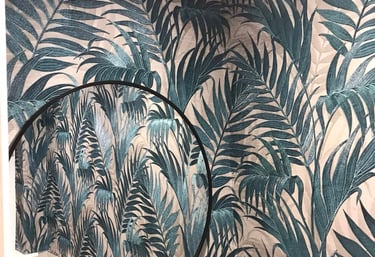 Blackpool bathroom decorated with floral wallpaper