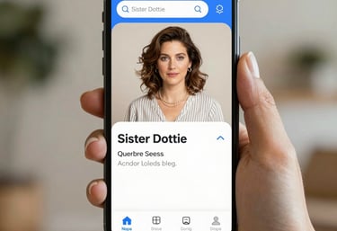 A smartphone displaying the Sister Dottie  helpful tips.
