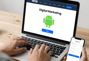 A small business owner happily reviewing growth charts on a tablet.