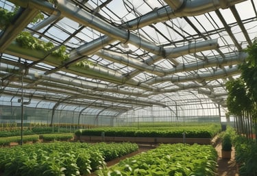 Aerial view of a municipal water treatment facility with modern automation equipment.