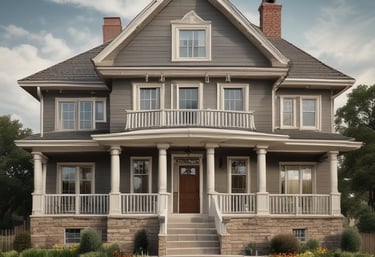Modern office workspace with charts and real estate brochures on the desk.