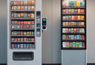 A vending machine placed in a cozy nursing home lounge area.