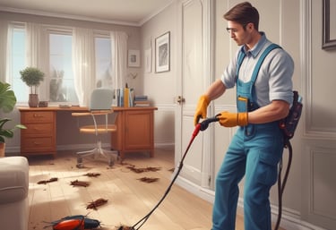 Close-up of eco-friendly pest control products arranged neatly on a wooden table.