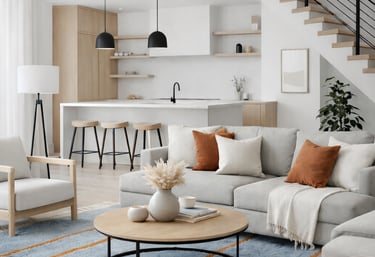 Elegante dormitorio decorado con textiles hechos a mano y materiales cálidos y naturales.