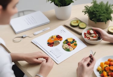 A warm and inviting consultation room with comfortable seating and soft lighting.