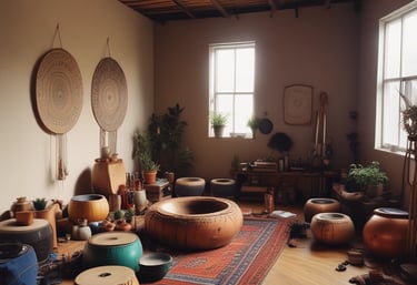 An inviting virtual Zoom session setup with a calming background of sage and dusty rose accents.