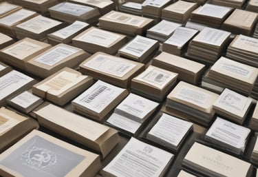 Delivery driver handing over a package of prints to a smiling customer.