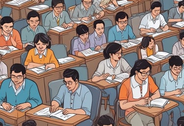 A diverse team of consultants collaborating around a table with laptops and notes.