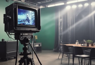 A promotional event with banners showcasing political and artistic personalities.