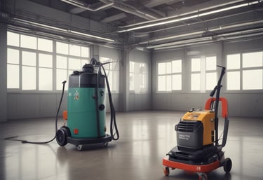 Professional applying durable paint to a concrete floor in a commercial space.