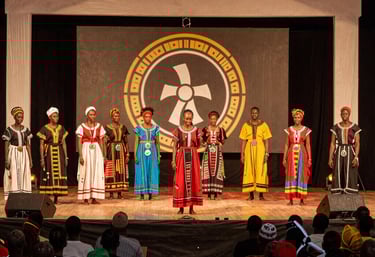 Community members collaborating on a social development project in Gambia, showcasing unity and progress.