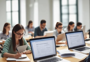 a man riding a skateboard down a street next to tall buildings