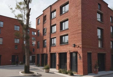 Image showing a large construction site with cranes and active workers.