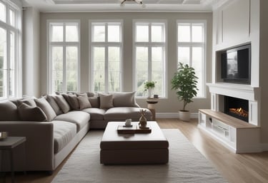 Photo of a modern building under renovation with workers applying paramano finish.