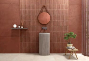 Modern bathroom with Urban Concrete Brick Tone Decor
