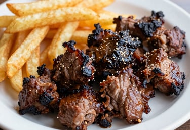 The vibrant storefront of Chubby’s BBQ restaurant on Cherokee Street bustling with happy diners enjoying their meals.