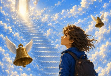 Margot Dupain devant l'Escalier du Paradis - La guerre du conte - Saga fantasy jeunesse