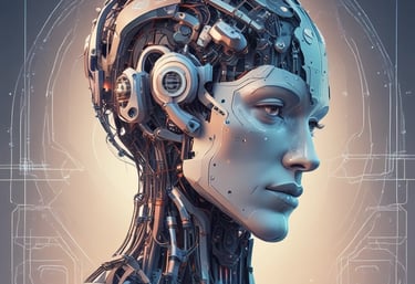 Sleek modern website layout on a laptop screen with cool color tones.