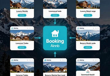 A cozy cabin by a serene lake in Patagonia, with a smartphone showing automated WhatsApp CRM messages.