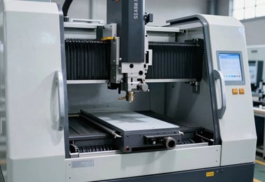 High-tech manufacturing equipment in operation.