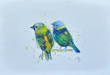 Watercolor painting by Chris Dias Koot. Bird Collection