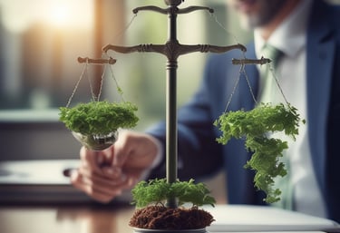 Luxurious modern law office with sleek design and ambient lighting.