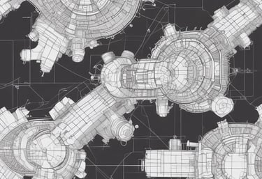 Engineers collaborating over blueprints in a bright, modern office filled with energy project models.